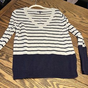 GAP Gray and Blue Striped Sweater, size L.